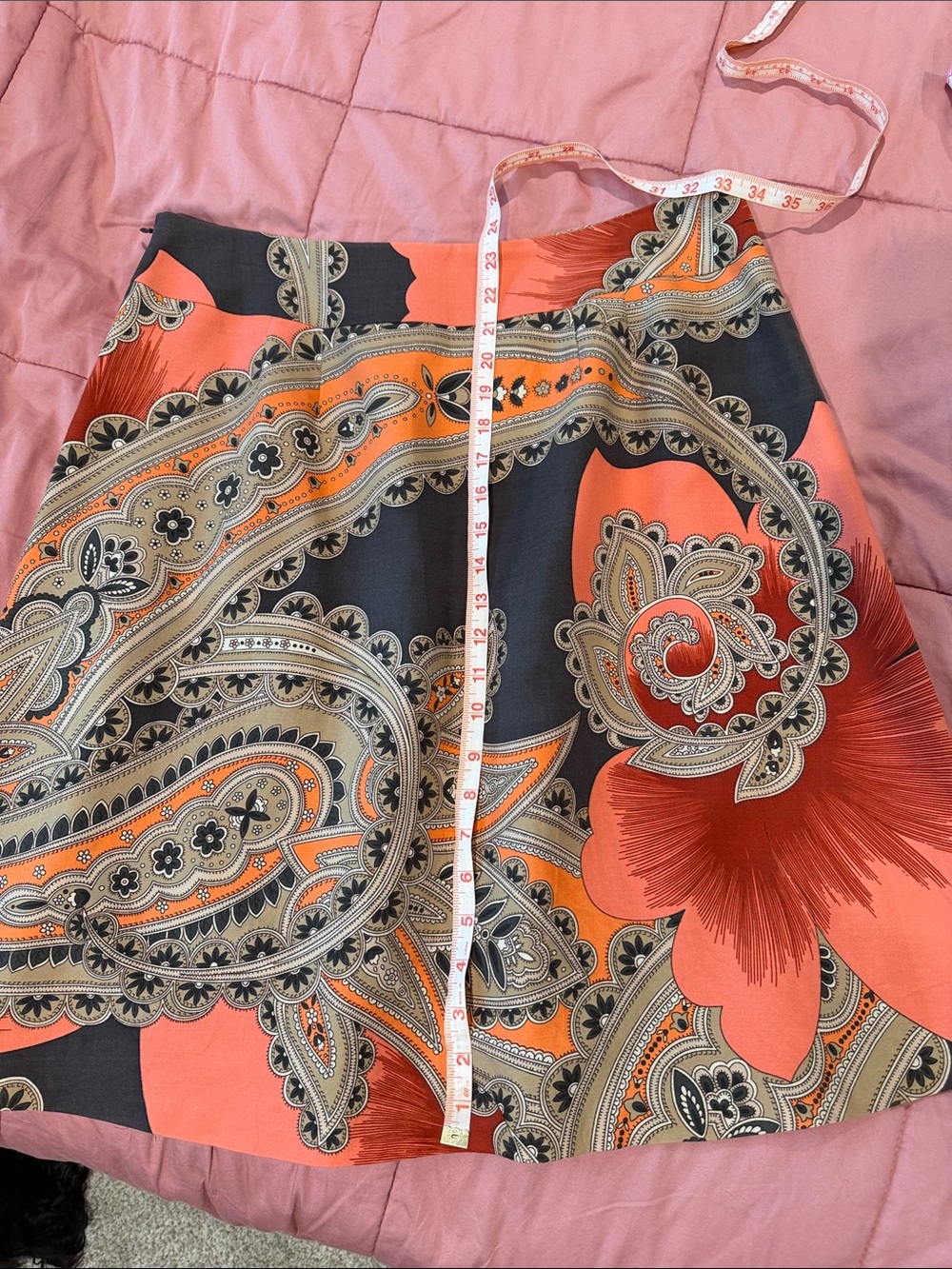 Ann Taylor Coral and Black Patterned Skirt